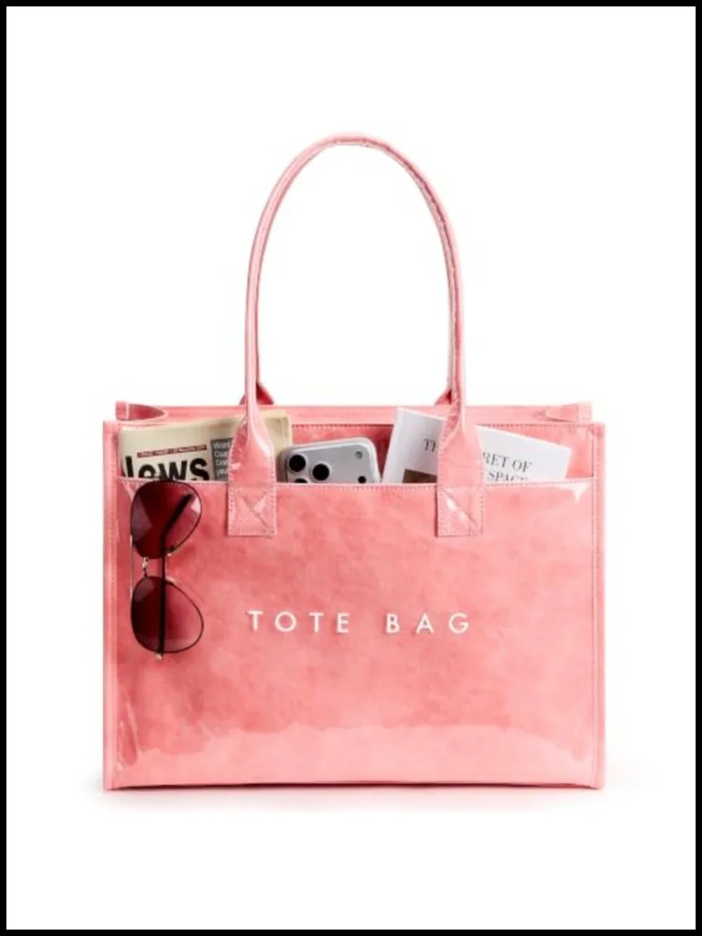 PVC Tote Bag Women's Kraft Paper Work Purses Large Capacity Laptop Shoulder